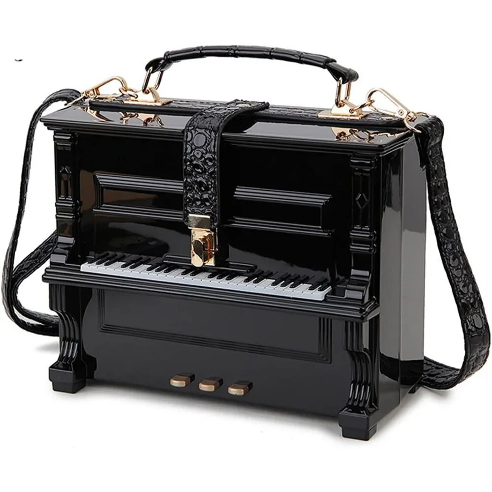 Women Acrylic Piano Shaped Purse Crossbody Clutch Elegant Handbag
